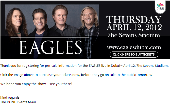 eagles dubai concert tickets 2012